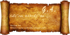 Güns Alfréda névjegykártya